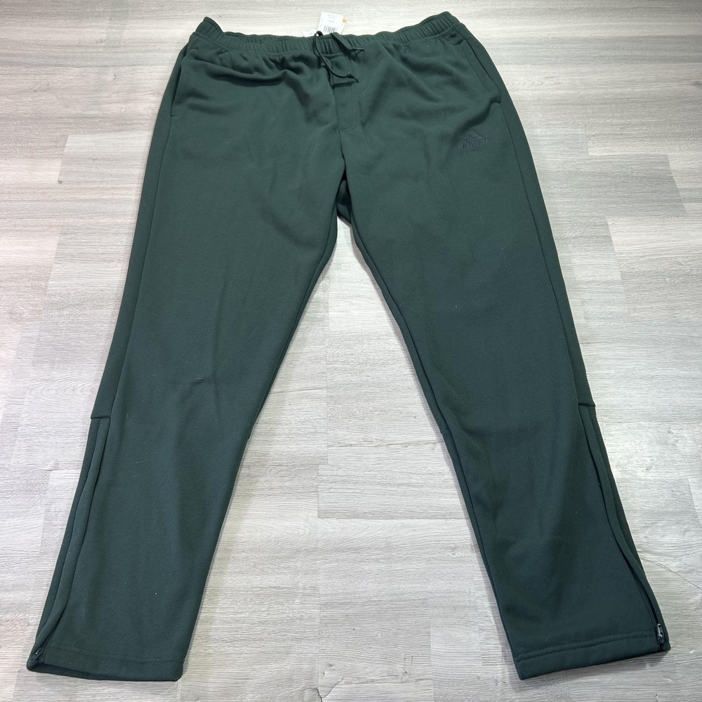 NEW Adidas Track Pants Mens 2XL Green Fleece Tapered Elastic Waist JP0372